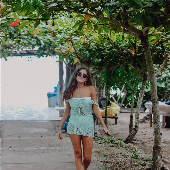 Tularosa Other - Crochet knit off the shoulder beach coverup.